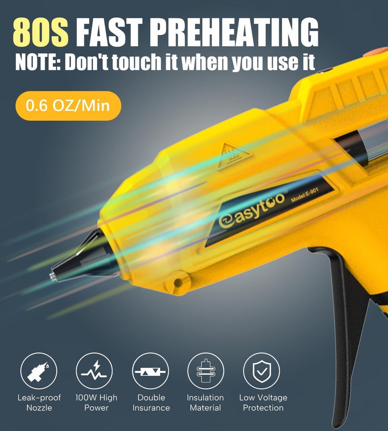 EASYTOO Hot Glue Gun Cordless – Craft Glue Guns, Compatible with DeWalt 20V Lithium-ion Battery（NO Battery, Tool Only) Full Size Hot Glue Gun Quick Heating with 10Pcs 0.43" Glue Sticks for Arts & Crafts & DIY - Image 4